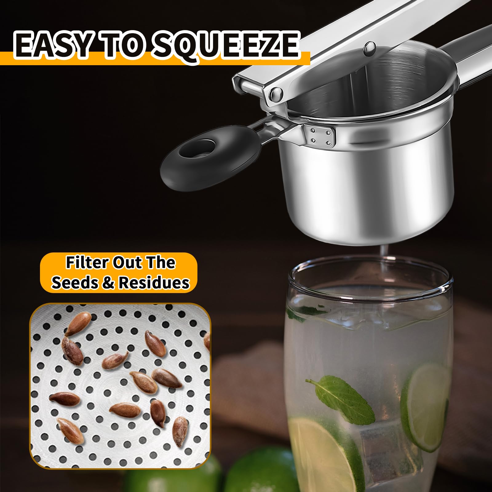 Potato Ricer, Large Stainless Steel Ricer for Potatoes, Potato Masher Heavy Duty for Mashed Potatoes, Strain Vegetables
