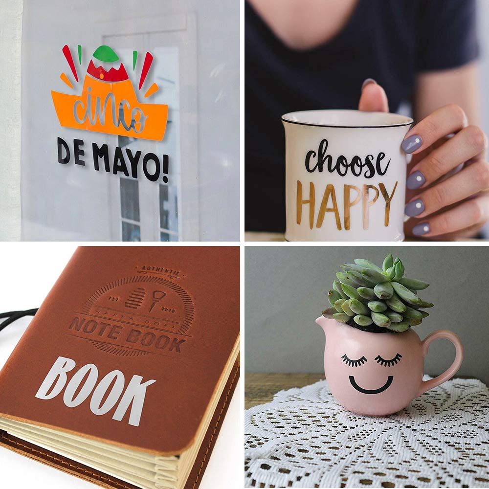 Permanent Adhesive Vinyl 29 Pack for Cricut Machine & Silhouette Cameo- 23 Vinyl Sheets12 x 12" + 6 Transfer Tape Sheets for Mug, Decals, Home Decor, DIY Craft Projects.