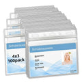 Mositear Horizontal ID Badge Holders with Soft Edge (Sealable Fits 4 x3 Inch Insert) (100 Pack), Waterproof ID Card Holder, Name Tag Holder, name badge holders, Zipper Plastic Badge Holder