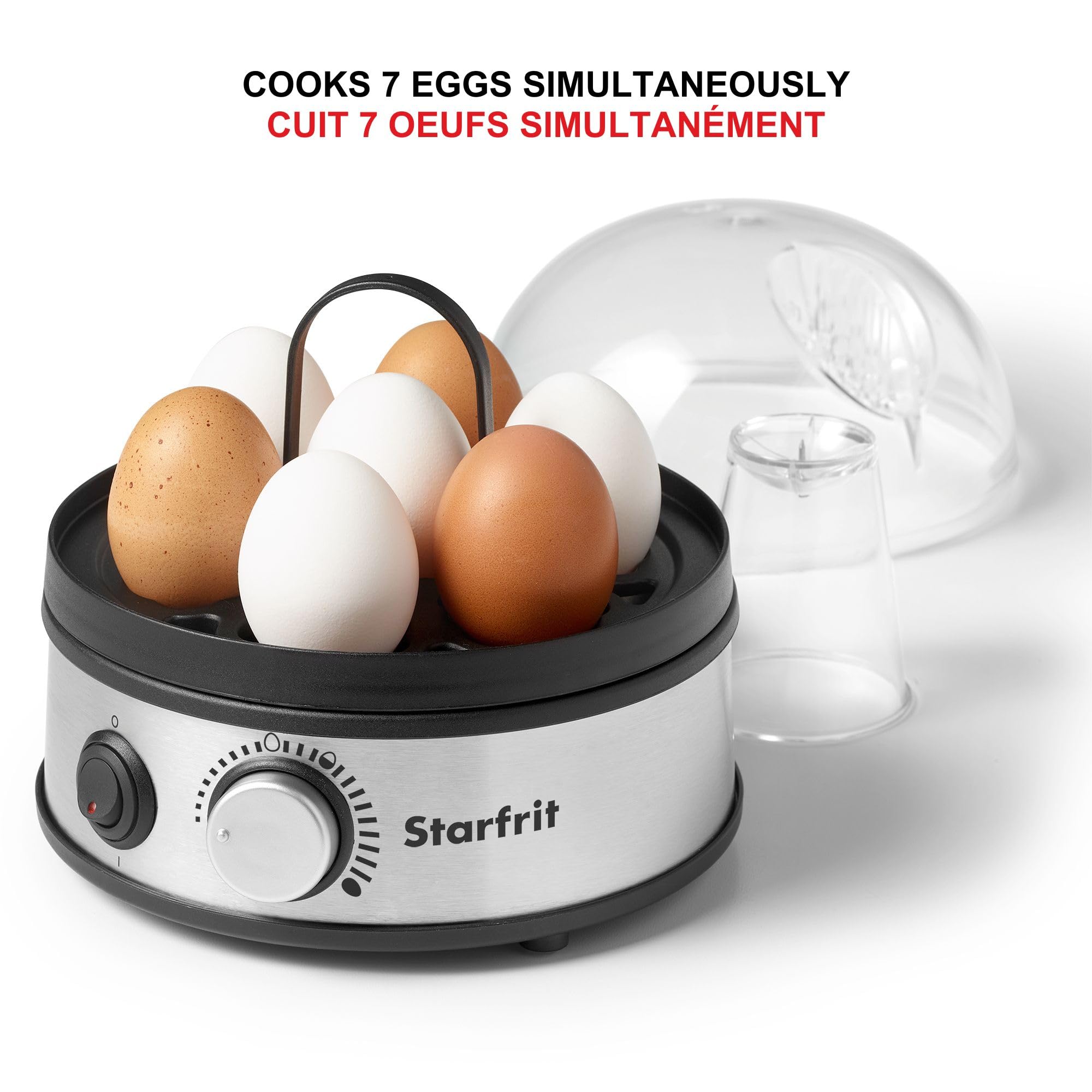 Starfrit 7-Egg Cooker with Measuring Cup - Dry Boil Protection - 3 Settings