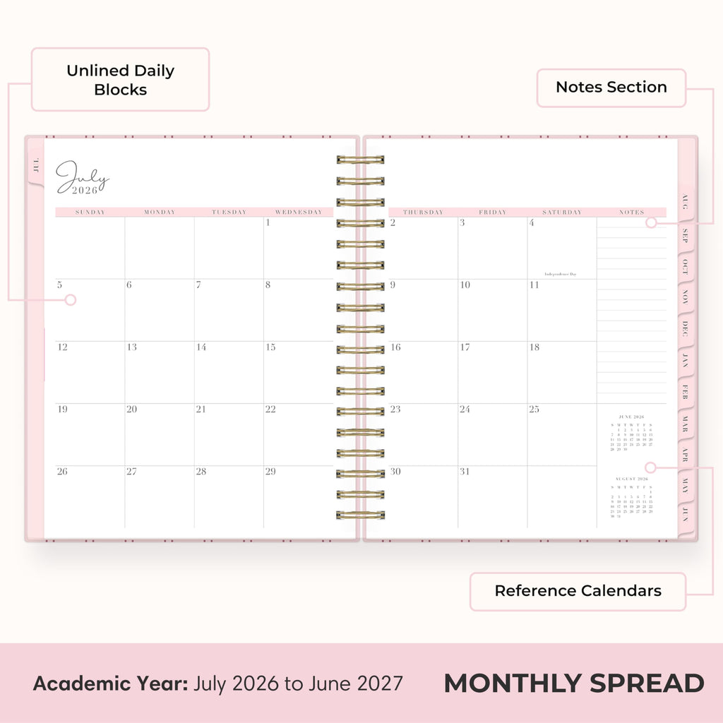 Blue Sky Rachel Parcell 2026-2027 Daily and Monthly Academic Year Planner Calendar, July 2026 - June 2027, 7" x 9", Laminated Cover, Wirebound, Laminated Tabs, Storage Pocket, Includes Stickers, Laine
