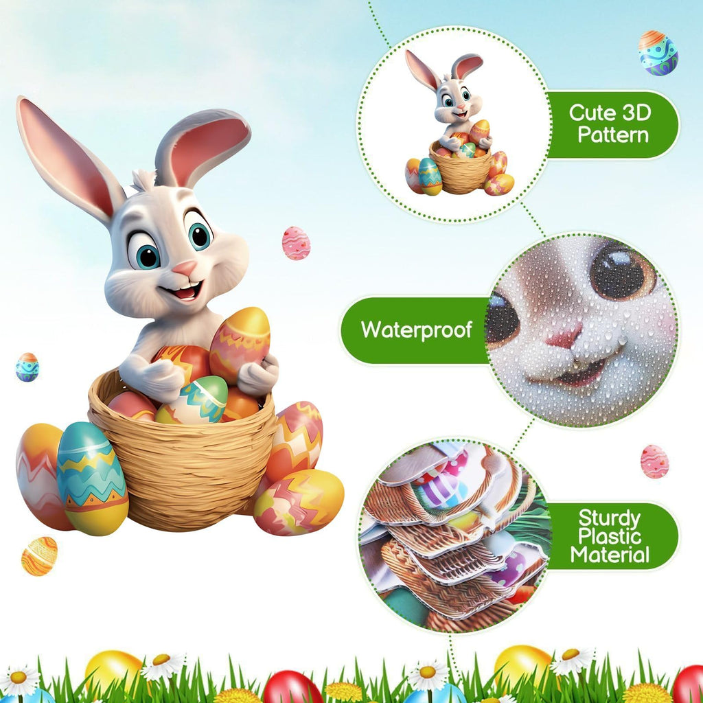 Easter Decorations Outdoor - 6 pcs with Stakes Cute Yard Signs Bunny Eggs Garden - Holiday Welcome Signs for Happy Themed Festival Party Supplies, Lawn, Garden Decor