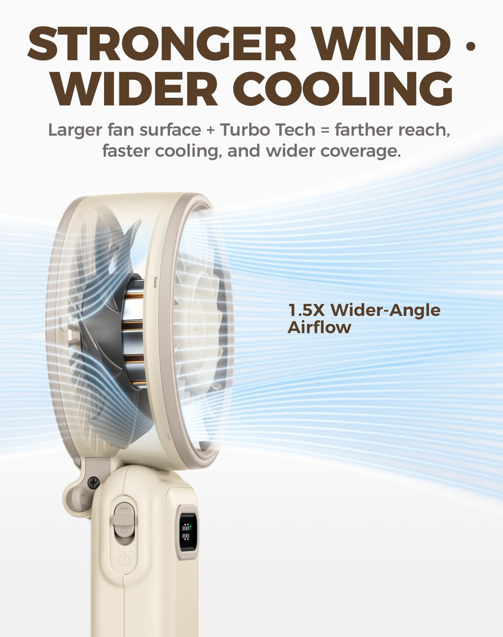 Diveblues Portable Hand Fan - Mini USB Rechargeable Handheld Fan Up to 12 Hours Cooling, 1-100 Speed Personal Fan with Turbo Airflow, 180° Foldable Desk Fan for Office & Bedroom & Travel & Commuting