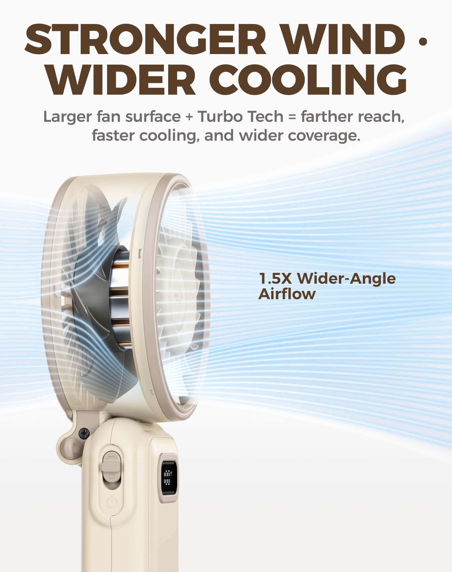 Diveblues Portable Hand Fan - Mini USB Rechargeable Handheld Fan Up to 12 Hours Cooling, 1-100 Speed Personal Fan with Turbo Airflow, 180° Foldable Desk Fan for Office & Bedroom & Travel & Commuting
