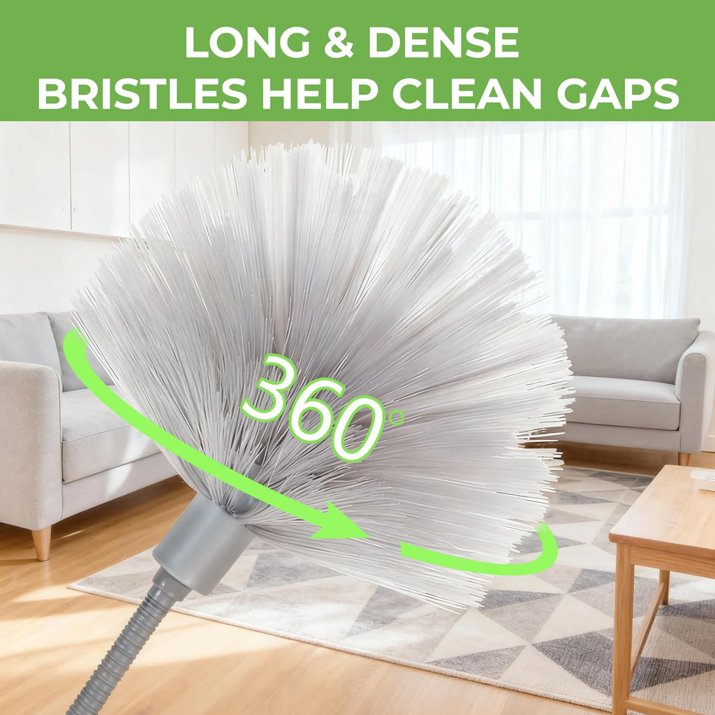 DNACHEW Cobweb Duster with Extension Pole, Spider Web Brush & Ceiling Cleaning Kit, 100" Microfiber Feather Duster Cleaner with Washable Head for Ceiling Fan, Furniture, Home