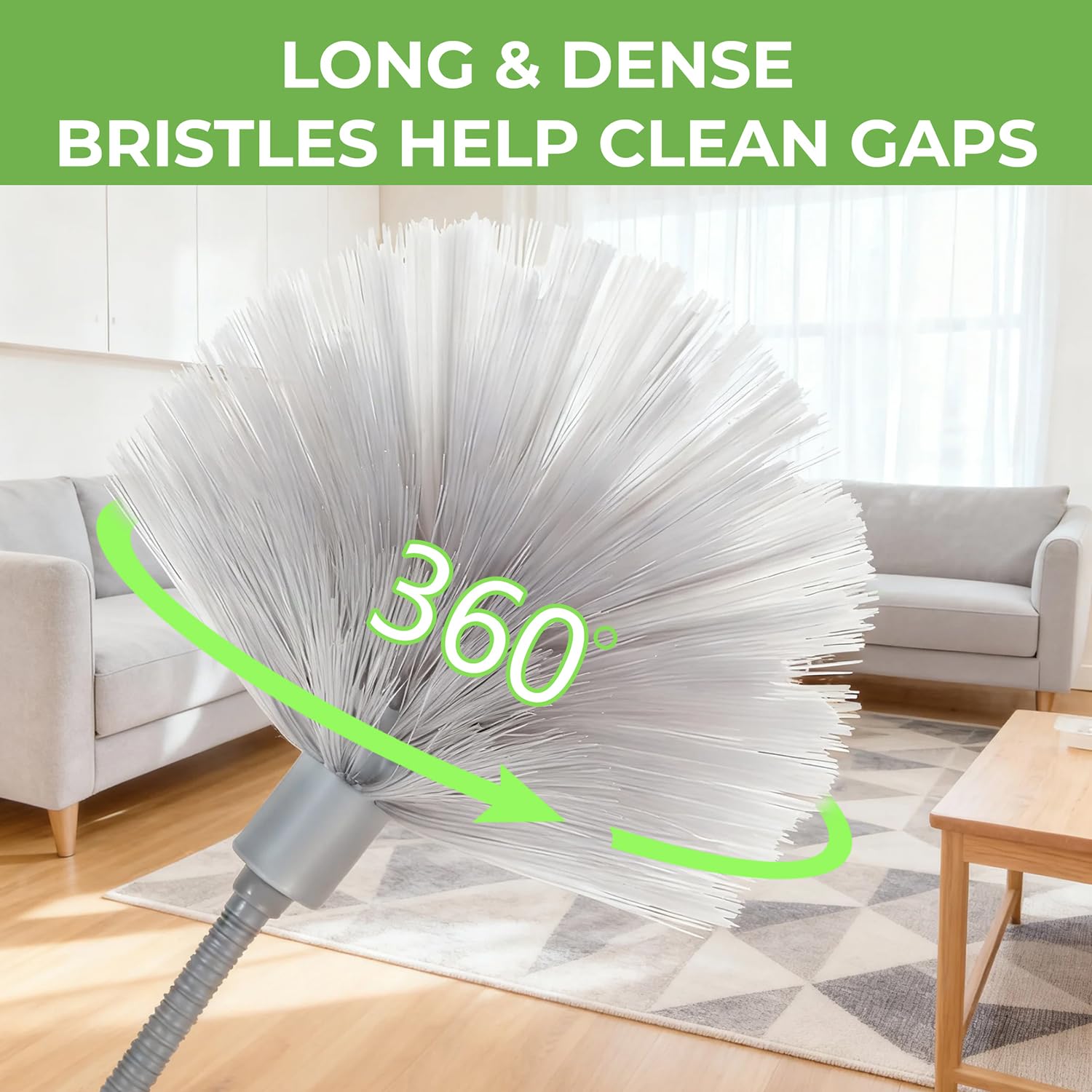 DNACHEW Cobweb Duster with Extension Pole, Spider Web Brush & Ceiling Cleaning Kit, 100" Microfiber Feather Duster Cleaner with Washable Head for Ceiling Fan, Furniture, Home