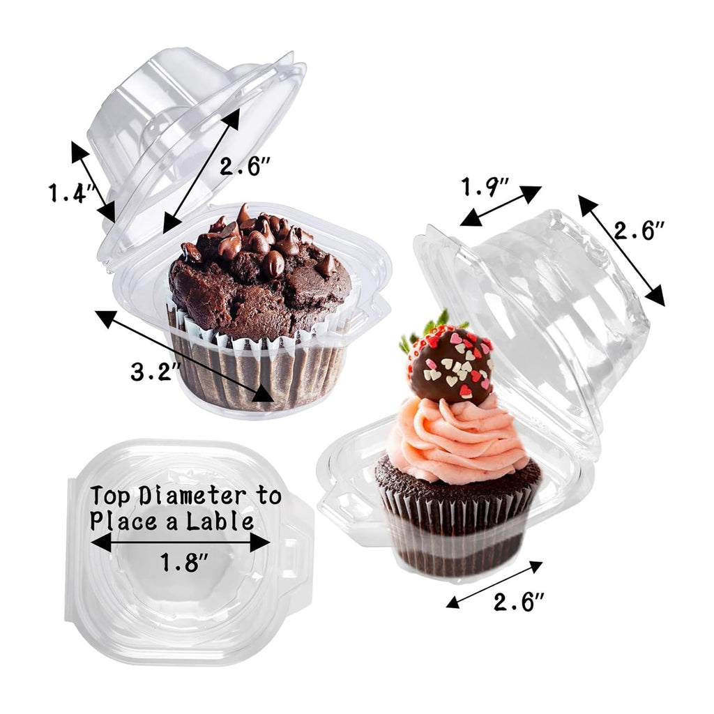 NPLUX 100 Pack Individual Cupcake Containers Plastic Cupcake Boxes Cupcake Holders Stackable Deep Dome Cupcake Carrier