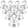 Neosmuk Magnetic Hooks,80lb+ Heavy Duty Earth Magnets with Hook for Refrigerator, Extra Strong Cruise Hook for Hanging, Magnetic Hanger for Cabins, Grill(10 Pack)