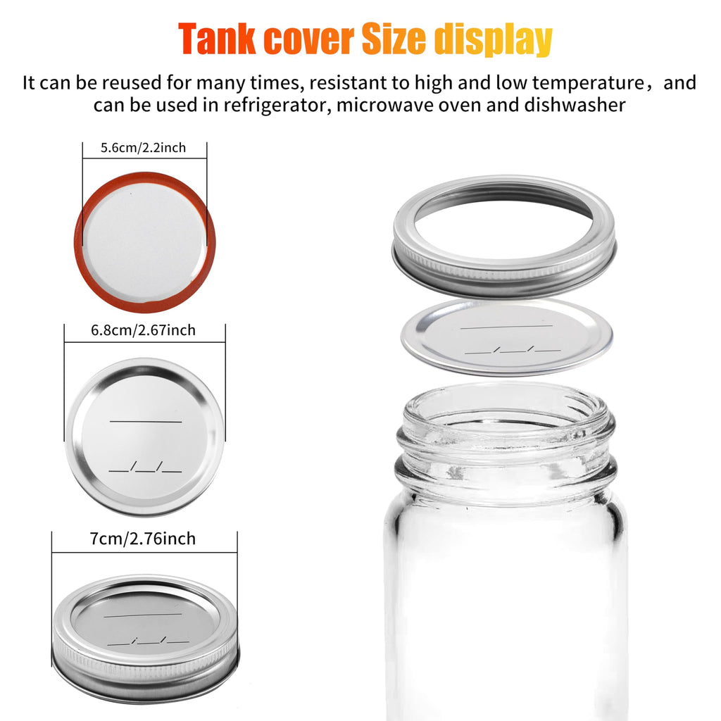 96Pcs/48 sets Canning Lids with Rings for Regular Mouth Canning Jars, Split-Type Metal Mason Jar Lids with Silicone Seals Rings Leak Proof and Secure for Regular Mouth Ball, Kerr Mason Jars (70 mm)