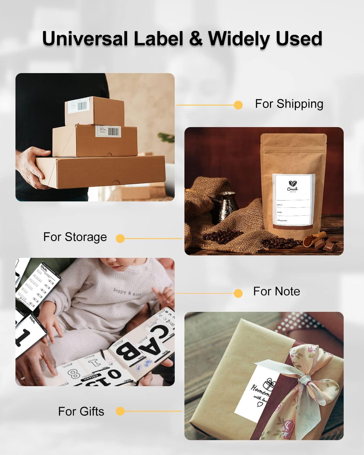 Phomemo 4x6 Thermal Label Printer Paper - 500 PCS White 4"x6" Fan-Fold Labels Shipping Supplies Labels - Water/Oilproof Label Stickers - Permanent Adhesive Thermal Shipping Label for Shipping Packages