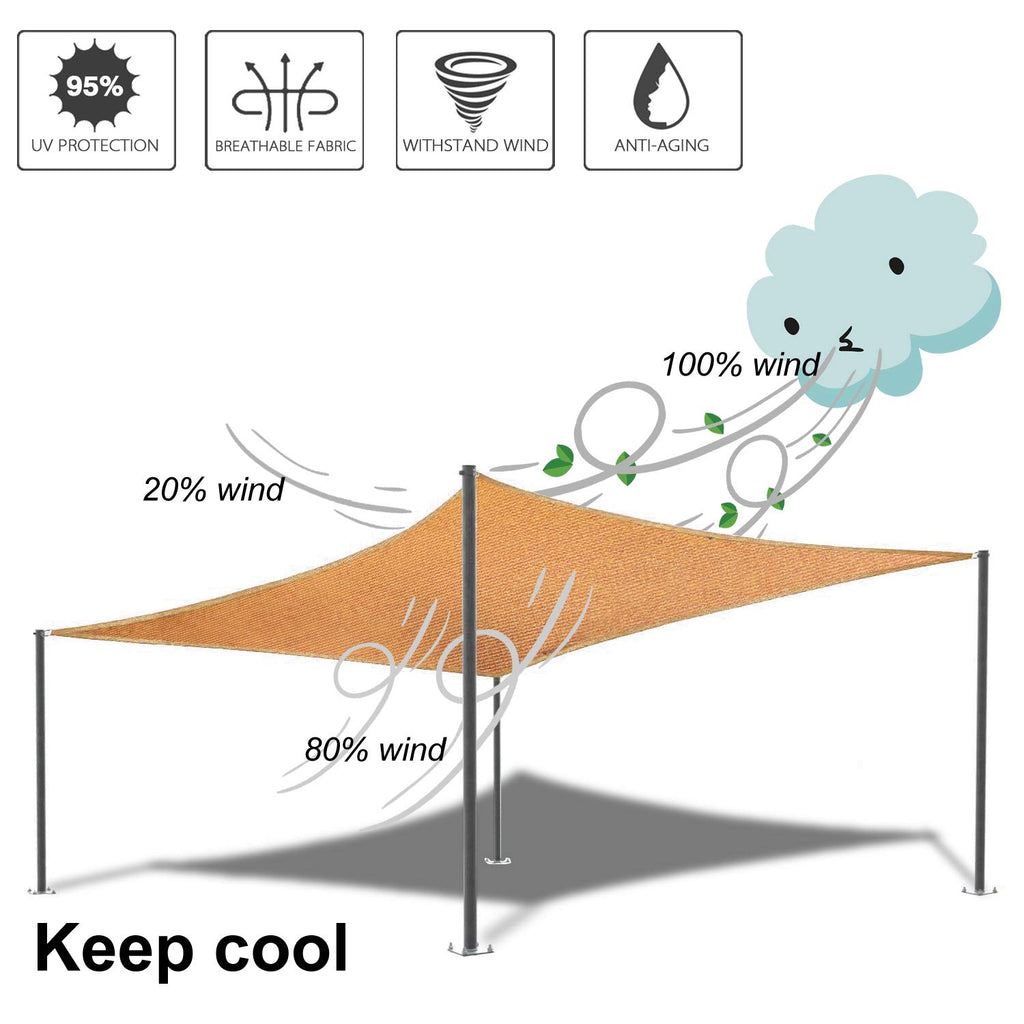 Outdoor Sun Shade Sail Canopy, 6' x 8'Rectangle Shade Cloth UV Block Sunshade Fabric - Patio Cover Awning Shelter for Pergola Backyard Garden Yard (Grey Color)