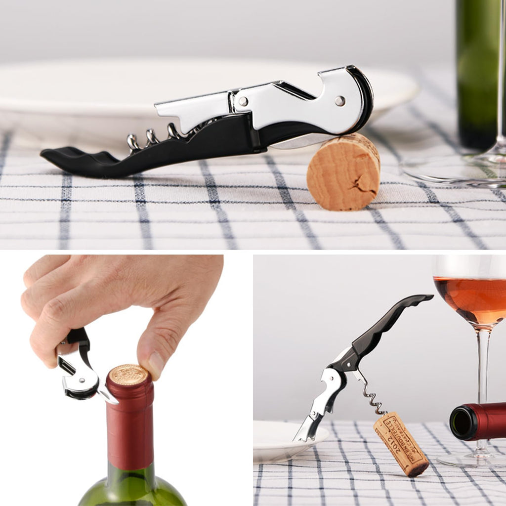 RECUTMS Corkscrew 12 Packs Wine Opener Keys Bulk Stainless Steel Fold Beer or Bottle Openers Serrated Foil Cutter, Perfect for Bars Restaurants Family Company Party (Black)