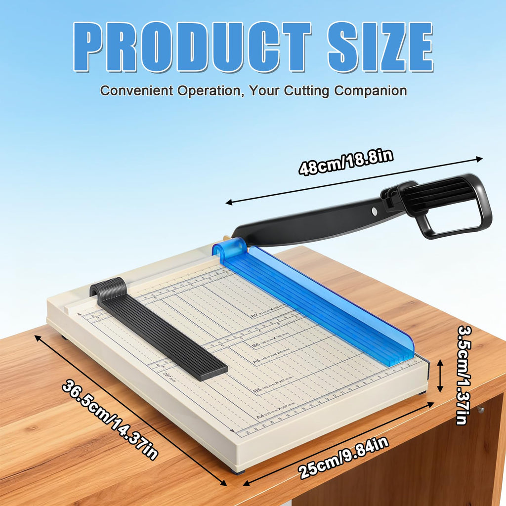 Paper Cutter, Guillotine Paper Cutter 12 Inch A4 Cutting Length, 12 Sheet Capacity, Paper Trimmer Slicer with Safety Protection Device for Cardstock, Photos, Crafts