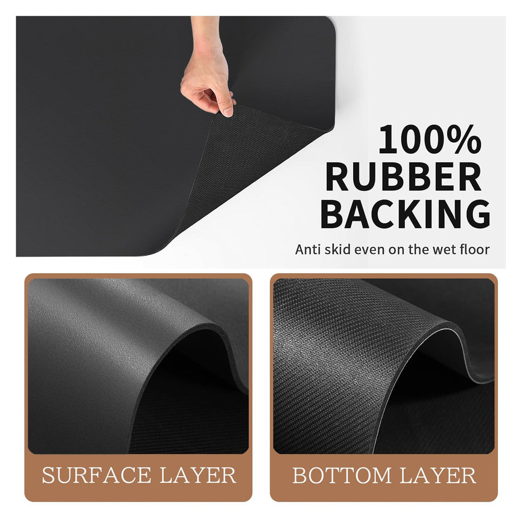 Coffee Mat-Coffee Bar Mat for Countertops, Hide Stain Absorbent Rubber Backed Quick Drying Mat Fit Under Coffee Maker Espresso Machine (Black, 16"x24")