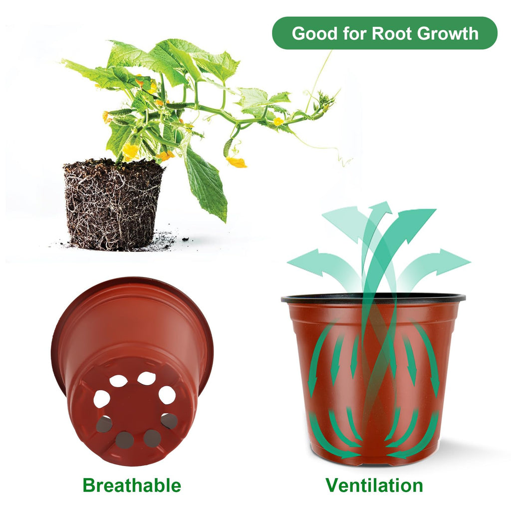 Nursery Pots, PEYOU 100 Pack 4" Plastic Plant Pots, Plant Flower Seedling Pots, Reusable Seed Starting Pots for Seedlings Transplanting Small Plants Growing