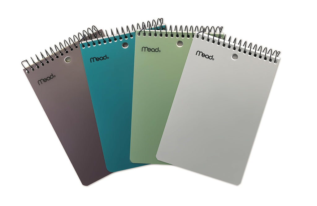 Mead Poly Cover Memo Book, 4 x 6 Inches, College Ruled, 75 Sheets Each, Assorted Colours, Pack of 12 (45630)