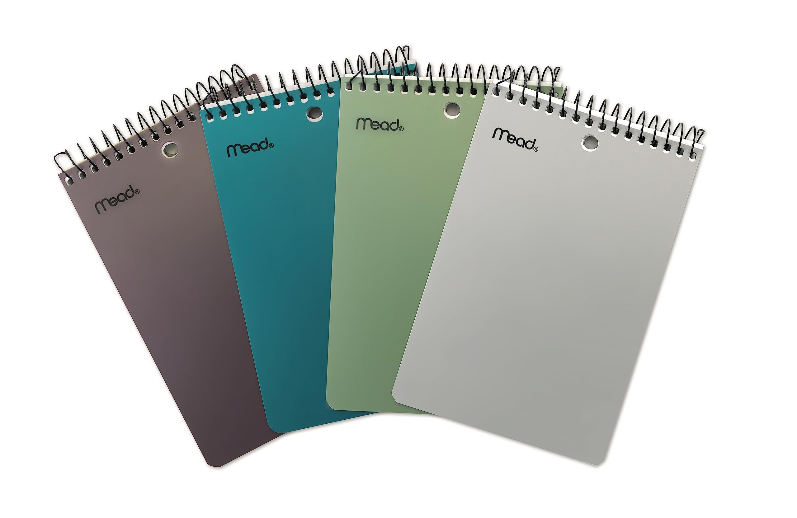 Mead Poly Cover Memo Book, 4 x 6 Inches, College Ruled, 75 Sheets Each, Assorted Colours, Pack of 12 (45630)
