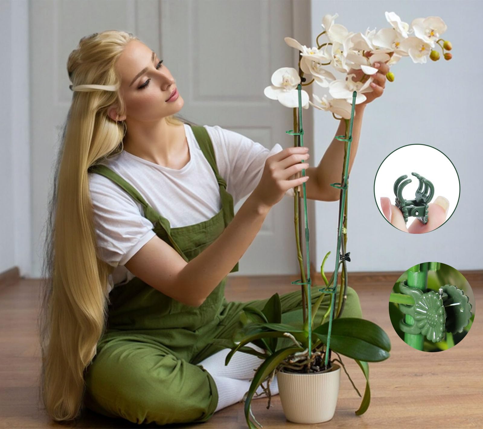 165Pcs Adjustable Plant Stakes, 30Sets Garden Plant Support Sticks, 30Pcs Fiberglass Plant Pole Stand, 60Pcs Rings, 60Pcs Clips, 15Pcs Connectors for Potted Plant Flower Tomato Orchid Vegetable