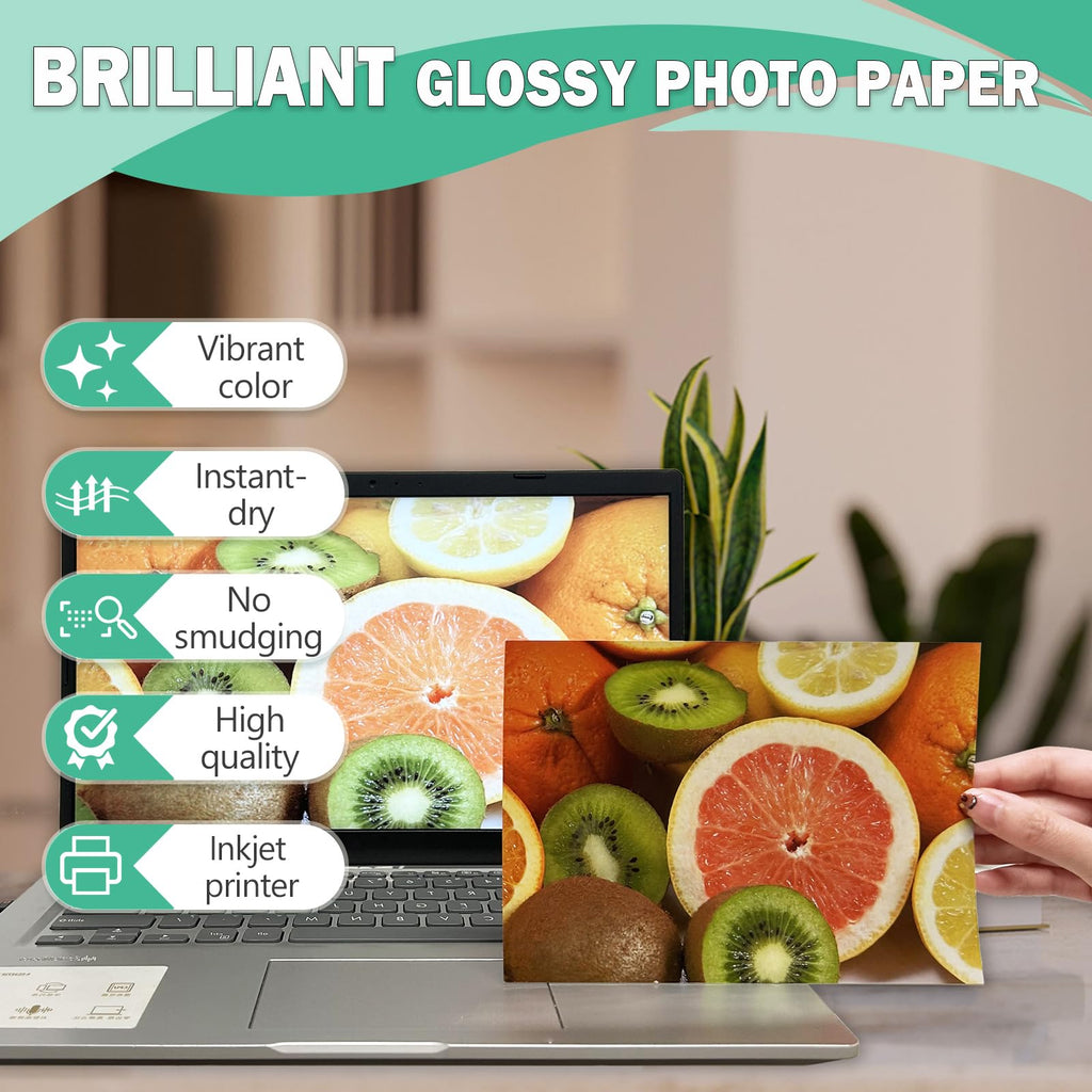 8.5x11 Glossy Photo Paper, 100 Sheets 52lb Inkjet, Letter, Pikapoka (P851110020GSY)