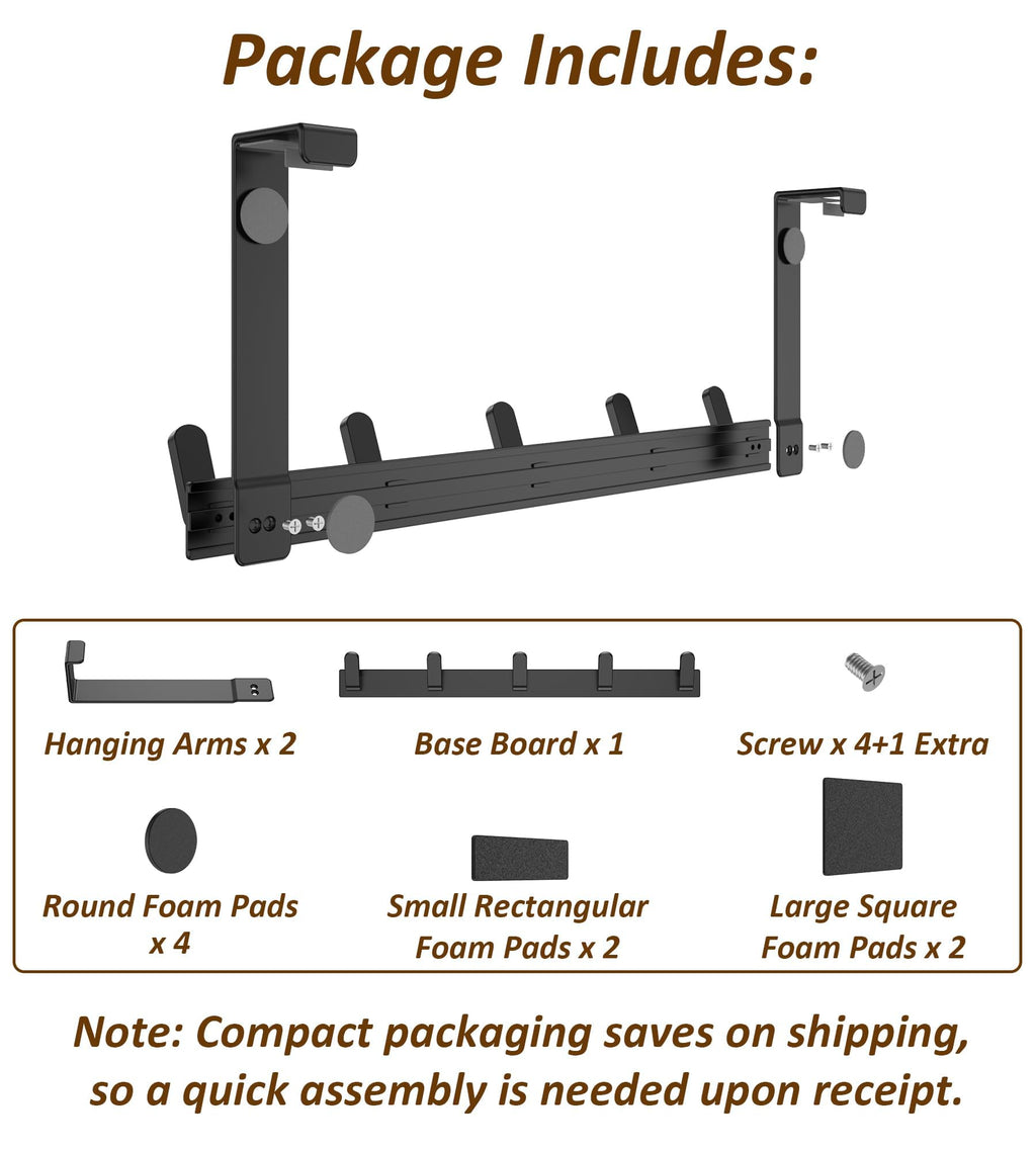 KitchLife Over The Door Hooks Hanger with 7" Extended Arms, Fits 1-3/4" Door Thickness, L18C, Bathroom Accessories and Towel Rack Organization - Matte Black, 1 Pack