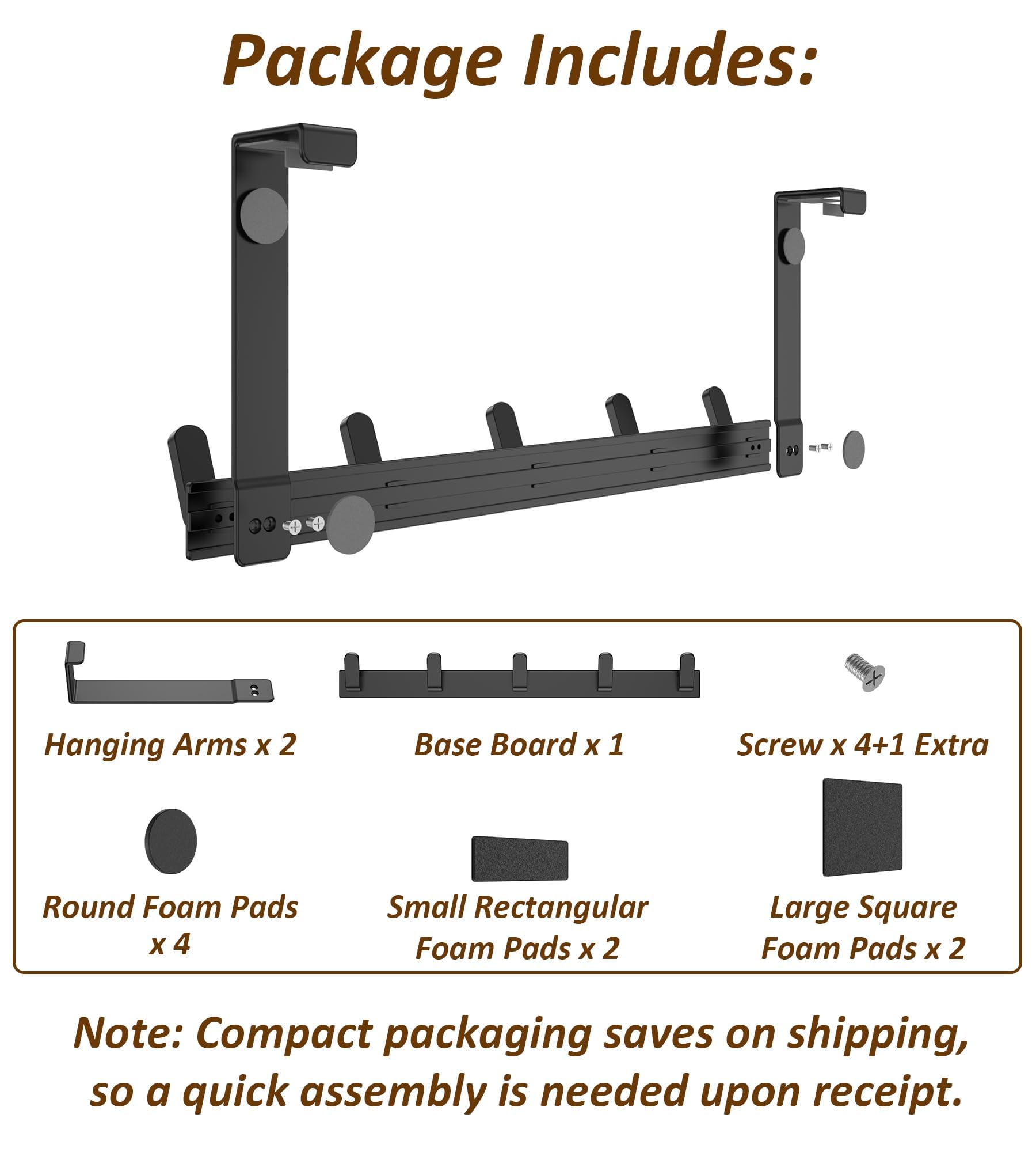 KitchLife Over The Door Hooks Hanger with 7" Extended Arms, Fits 1-3/4" Door Thickness, L18C, Bathroom Accessories and Towel Rack Organization - Matte Black, 1 Pack