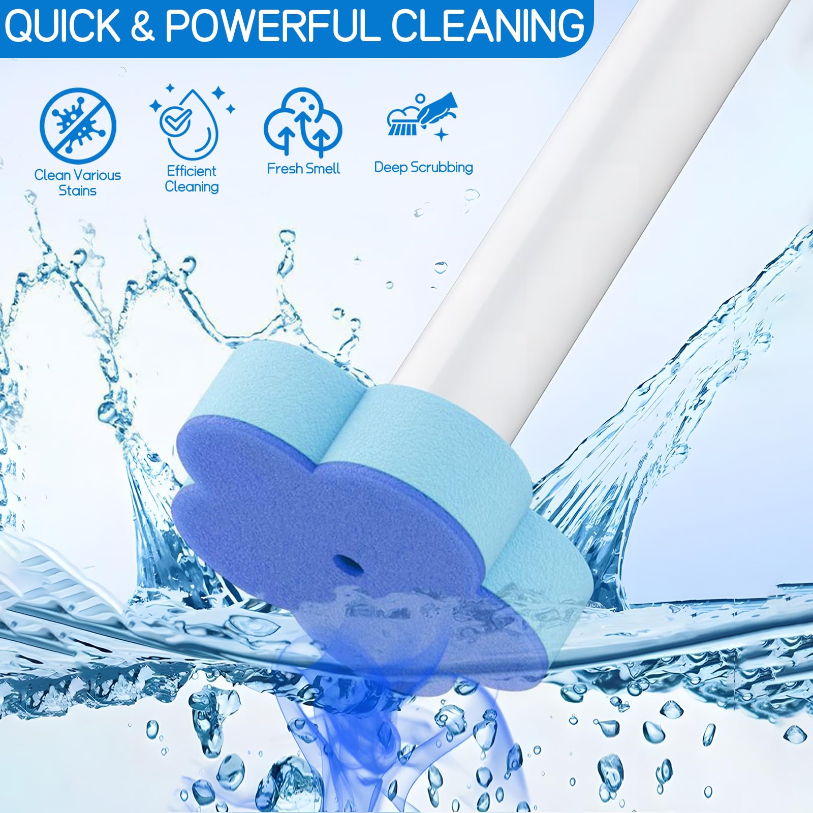 Disposable Toilet Brush with 50 Cleaner Refills and Holder Set, Extended Handle Toilet Brush Deep Cleaning Kit for Fresh and Tidy Bathroom Maintenance