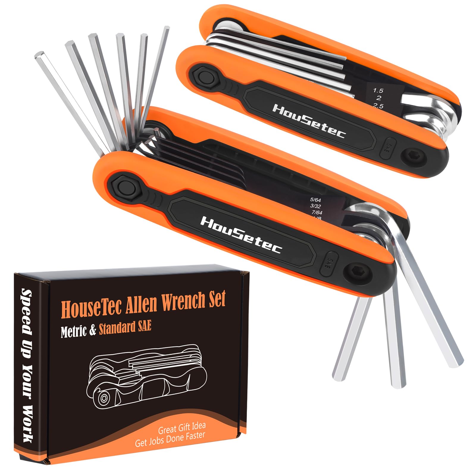 Allen Key Set, 17Pcs Allen Wrench Set Metric & Standard SAE Hex Key Set | 2 Pack Portable Allen Wrench for Work Home Repair & DIY Cool Stuff Gadgets Unique Tools Gifts for Men Women