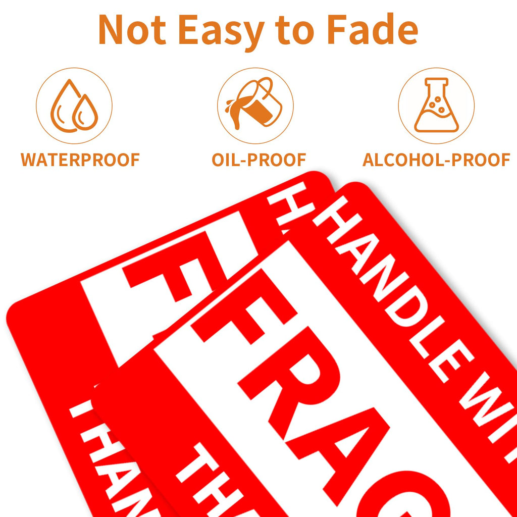 2 Rolls 3" x 5" Handle with Care Fragile Stickers for Shipping and Moving, 500 Labels per Roll, Permanent Adhesive Warning Stickers Fragile Labels