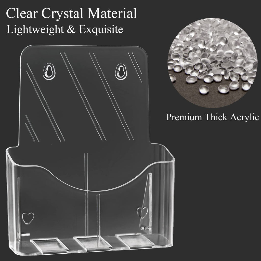 Yarlung 2 Pack Acrylic Brochure Holder, 8.5 x 11 Inches Clear Booklet Display Stand for Desk or Wall Mount, Plastic Countertop Organizer for Menu, Pamphlet, Literature, Document, Magazine, Journals