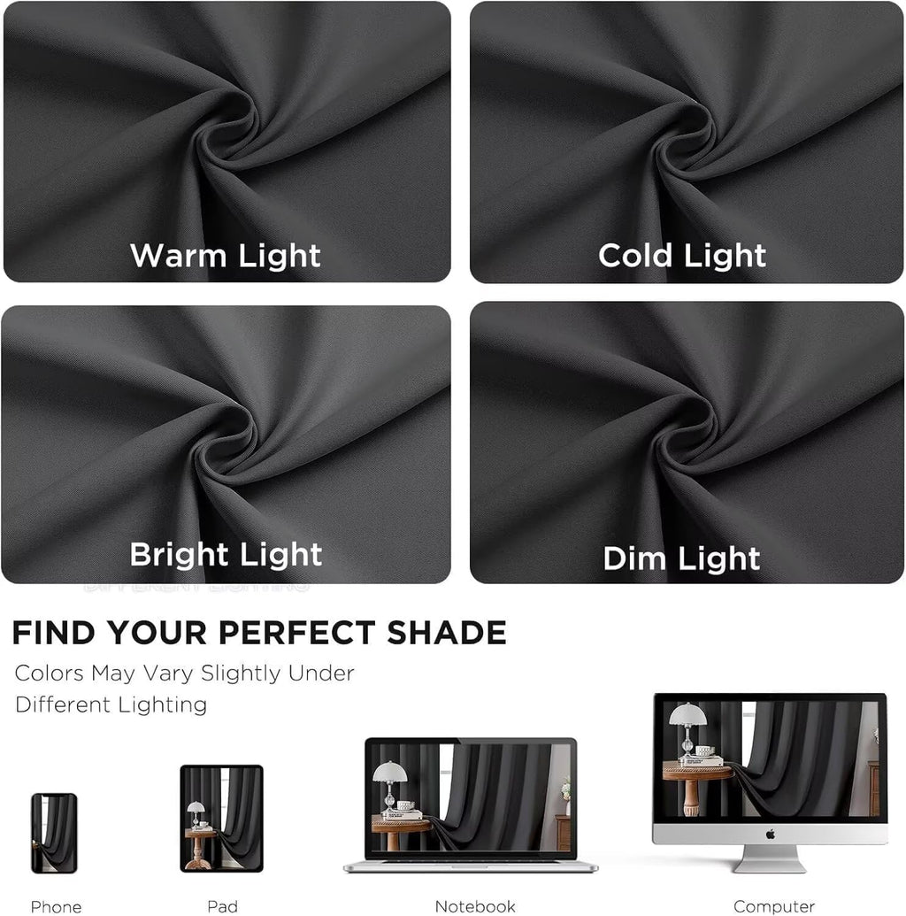 Joydeco Blackout Curtains 2 Panels, Black Out Curtains 84 Inches Long, Room Darkening Grommet Drapes for Bedroom Living Room Windows (W52 x L84 Inch, Dark Grey)