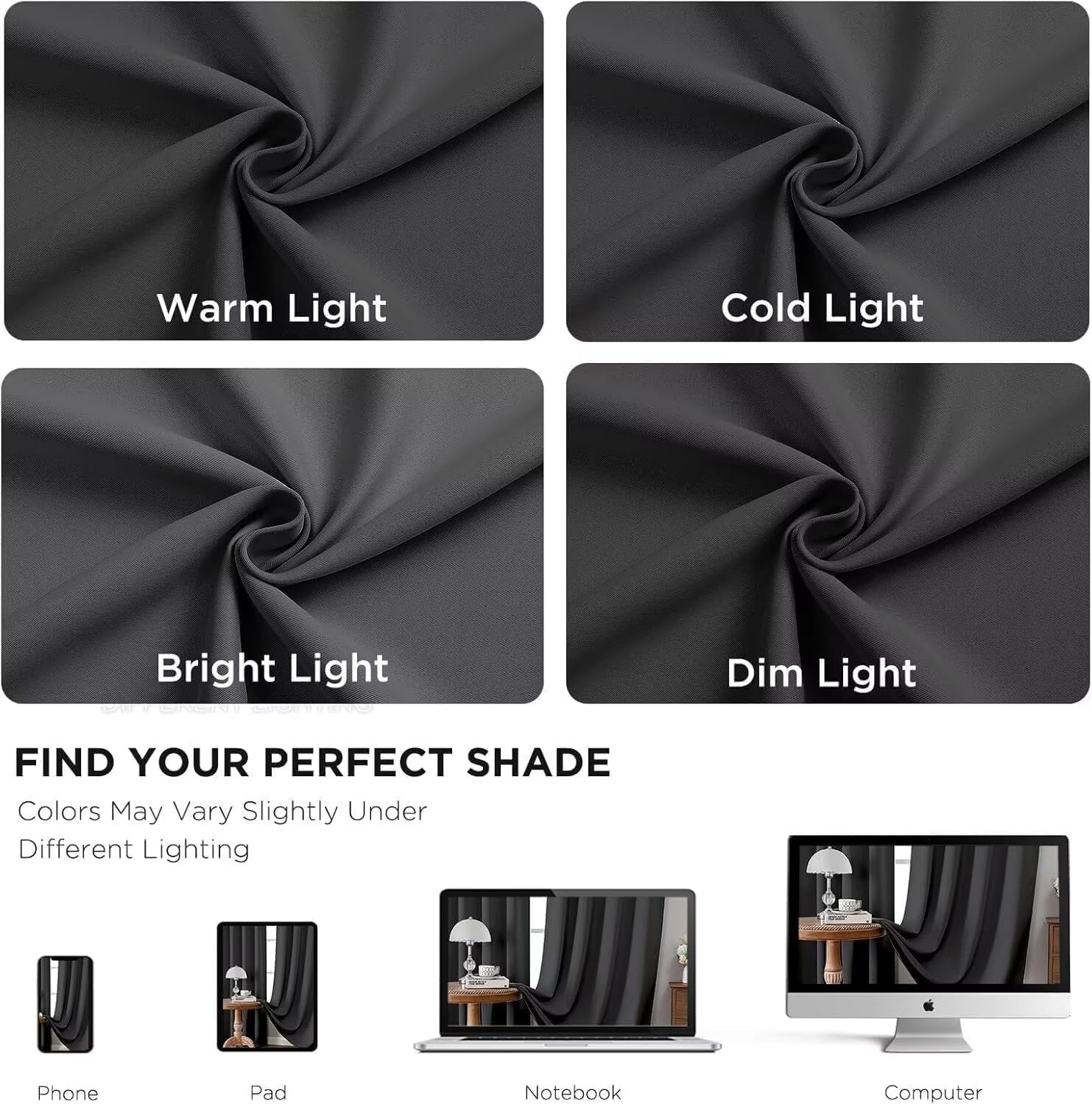 Joydeco Blackout Curtains 2 Panels, Black Out Curtains 84 Inches Long, Room Darkening Grommet Drapes for Bedroom Living Room Windows (W52 x L84 Inch, Dark Grey)