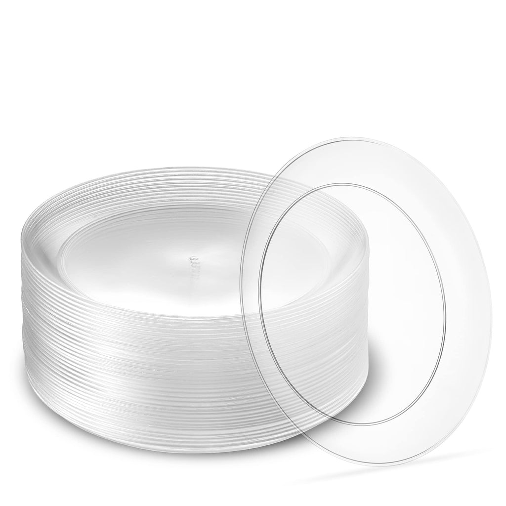 [7'' 40 Pack] 7'' inch Premium Heavy Weight Crystal Clear Classy Disposable hard Plastic Salad plates