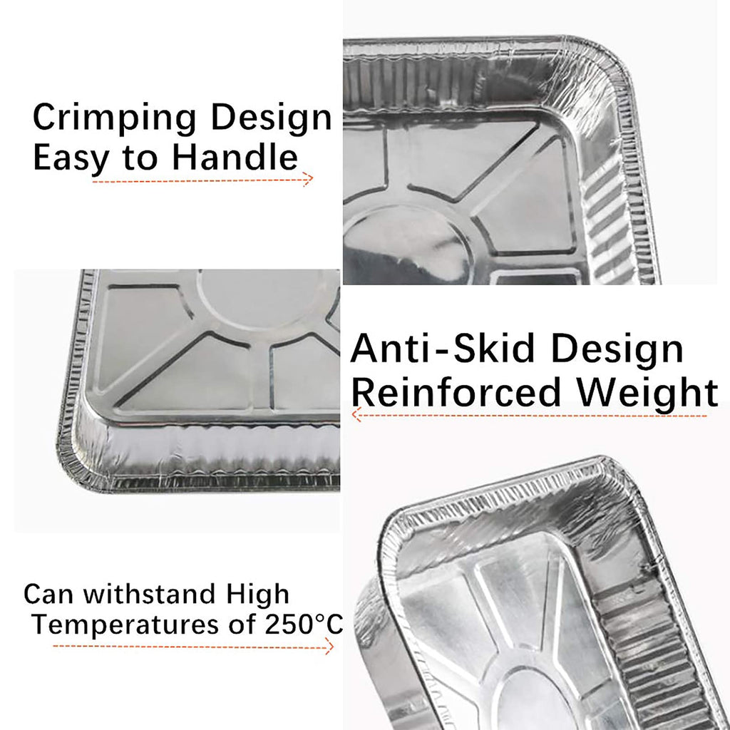 Aluminum Foil Pans 50 Pack Disposable Tin Foil Pans for Baking, 8 x 8'' Cooking Roasting, Meal Prep, Recyclable Sturdy Aluminum Tray