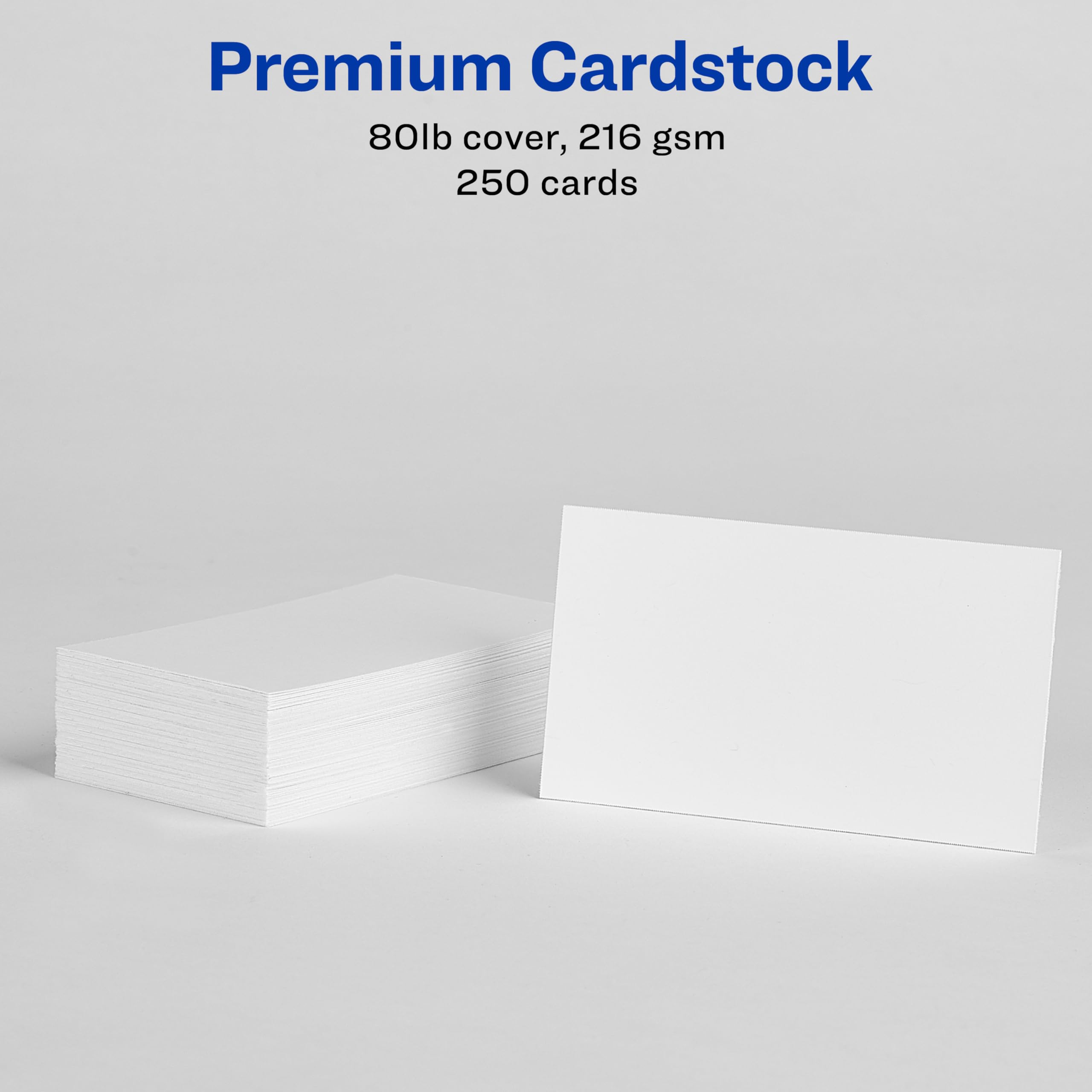 Avery Printable Micro-Perforated Business Cards with Sure Feed Technology, 2" x 3.5", Double Sided Printing, Matte White Cardstockfor Laser/Inkjet Printer, 250 Blank Cards, (5371)