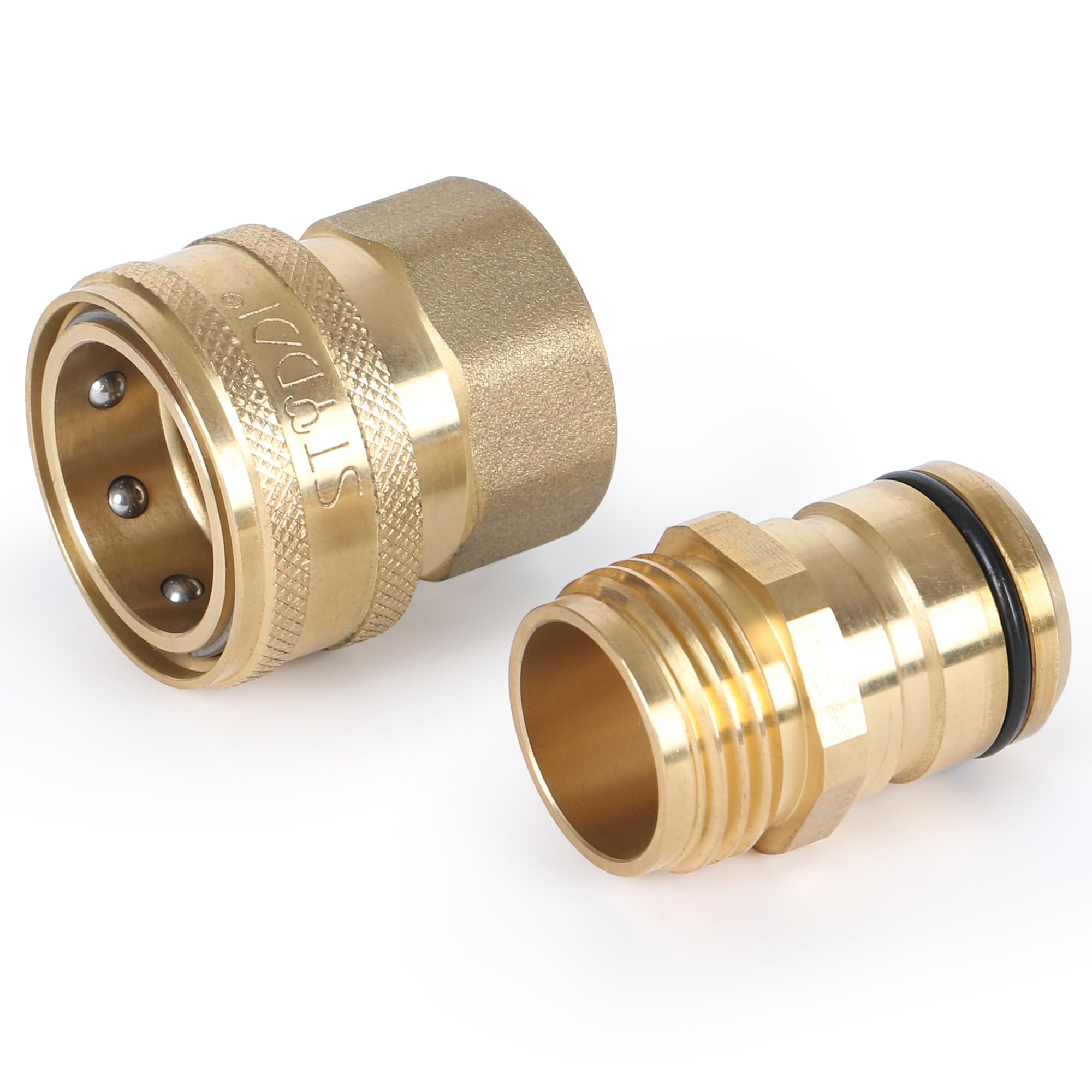 STYDDI 3/4-inch Full Flow Super Heavy Duty Hose Quick Connect Fittings, Lead-Free Brass Full Port Garden Hose Quick Connector Coupler, 3/4” GHT High-Volume Hose Quick Release Adapter Set