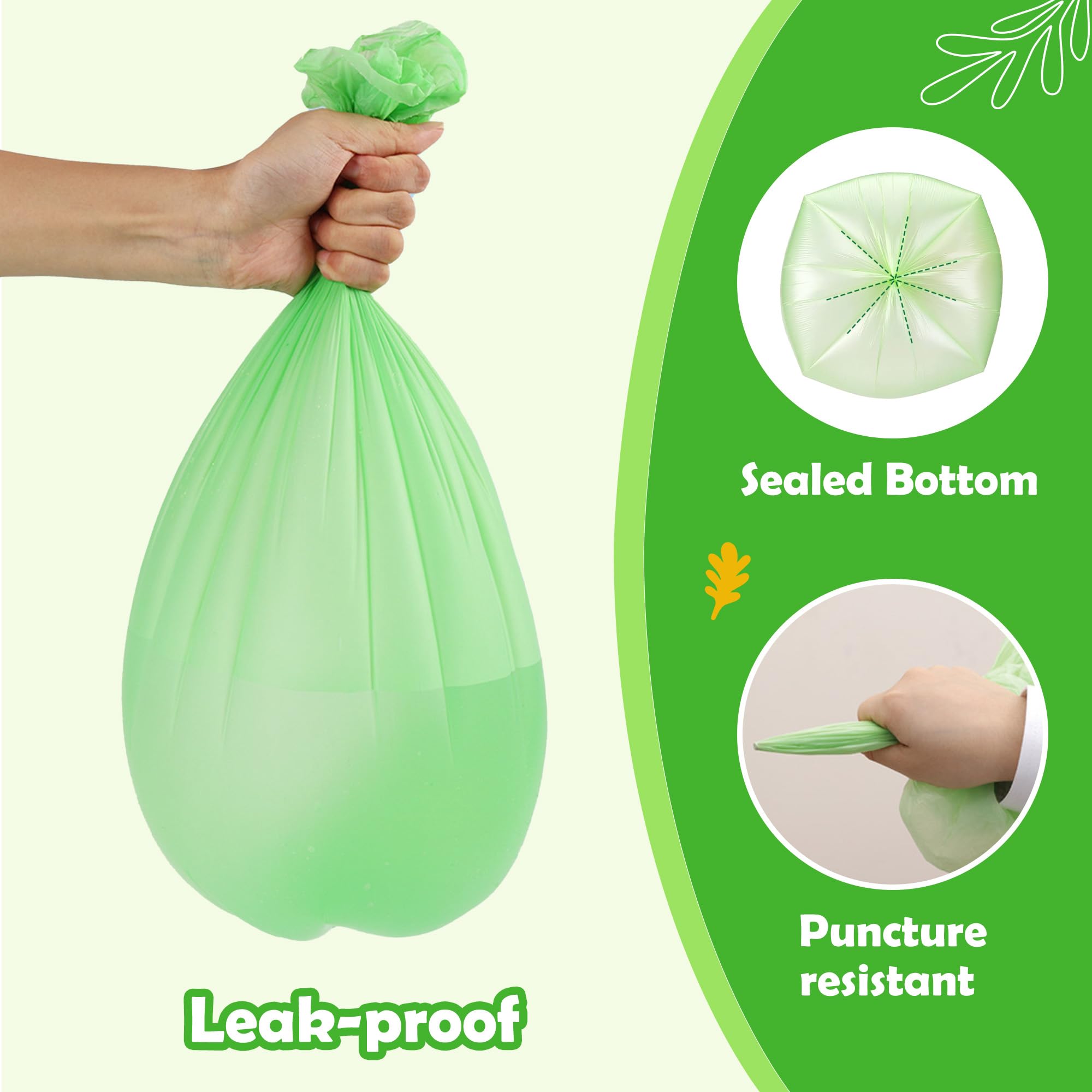 4-6 Gallon Biodegradable Garbage Bags - Thicken Bathroom Small Compost Bags with Tear & Leak Resistant, Unscented Wastebasket Liners Recycling Trash Bags for Kitchen,Bathroom,Office, Home, 200 Counts