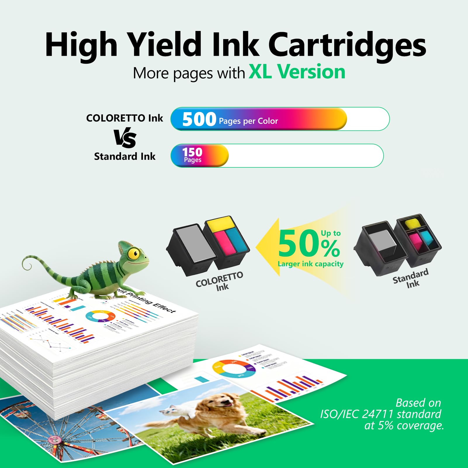 COLORETTO 61XL Color Ink Cartridge for HP Deskjet 2542 Ink 2540 2512 1050 1010 1000 Envy 4500 4501 4502 5530 5531 Officejet 2620 2621 4630 4632 Printer Remanufactured hp 61 XL hp61 Colour 1-Pack