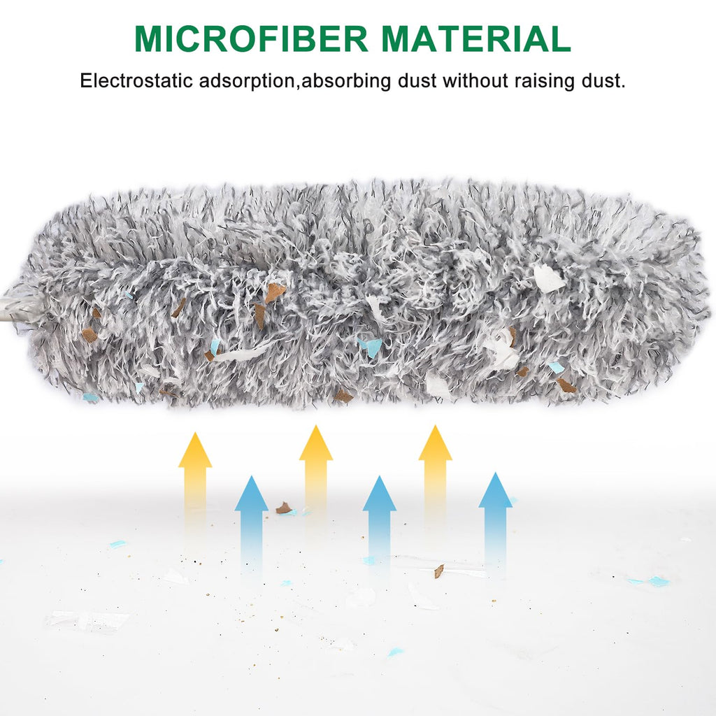 100-inch Extra-Long Dusters, Cleaner Tools with Extension Pole and Bendable and Washable Microfiber Head, Feather Duster for High Ceilings,Ceiling Fan,Furniture