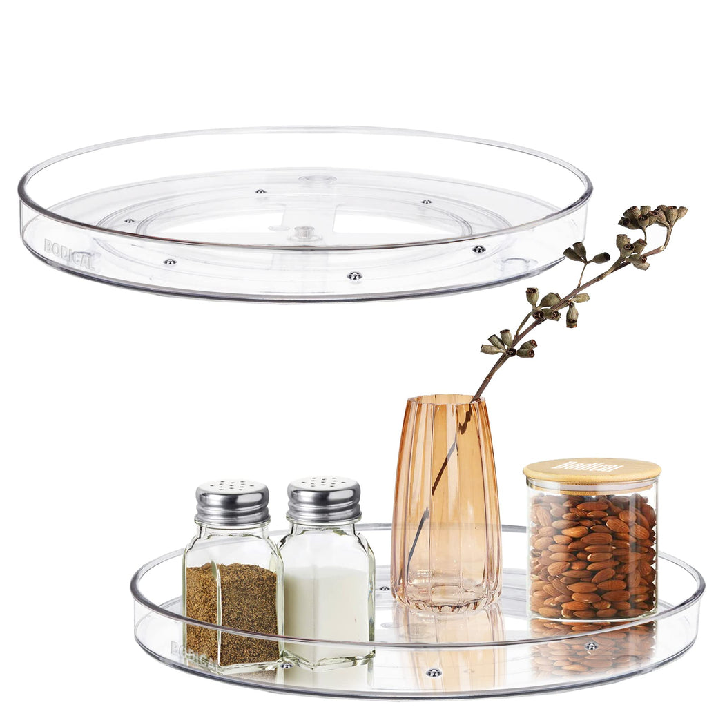 2 Pack Lazy Susan Turntable Cabinet Organizer, 10.6" Clear Plastic Lazy Susan Organizer for Countertop,Table, Fridge Pantry Organizers and Storage