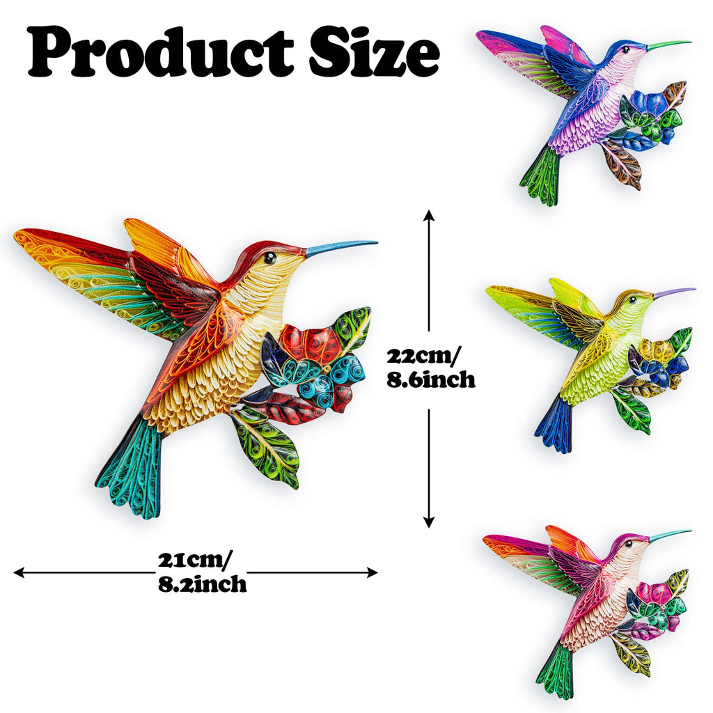 4 Pack Metal Hummingbird Wall Art, Hanging Birds Outdoor Fence Decorations for Garden Patio Yard Living Room Door Balcony