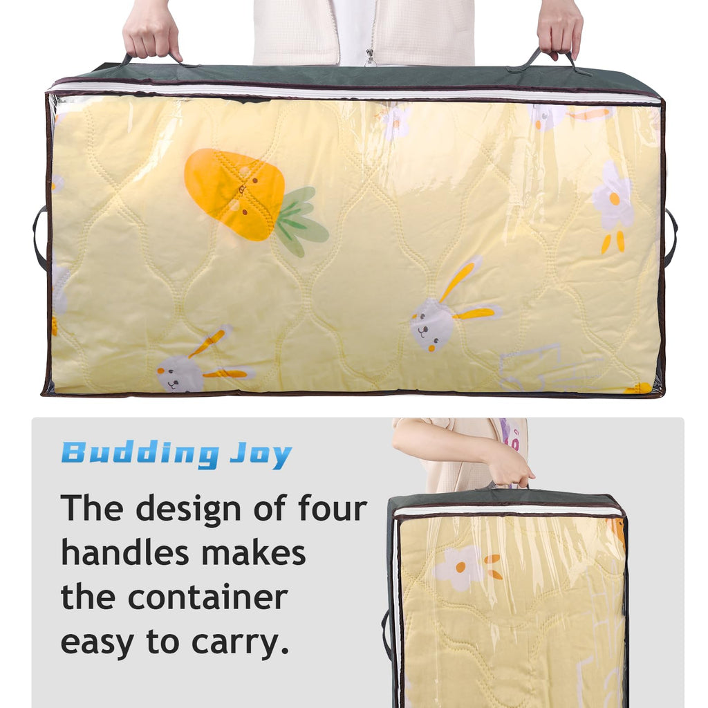 Budding Joy 90L Under Bed Storage Containers, Closet Organizers and Storage Bins, Foldable Underbed Storage Bags for Blankets, Towels, Comforter, Sweaters, Pillows, Linen Sheets, Wrapping Paper