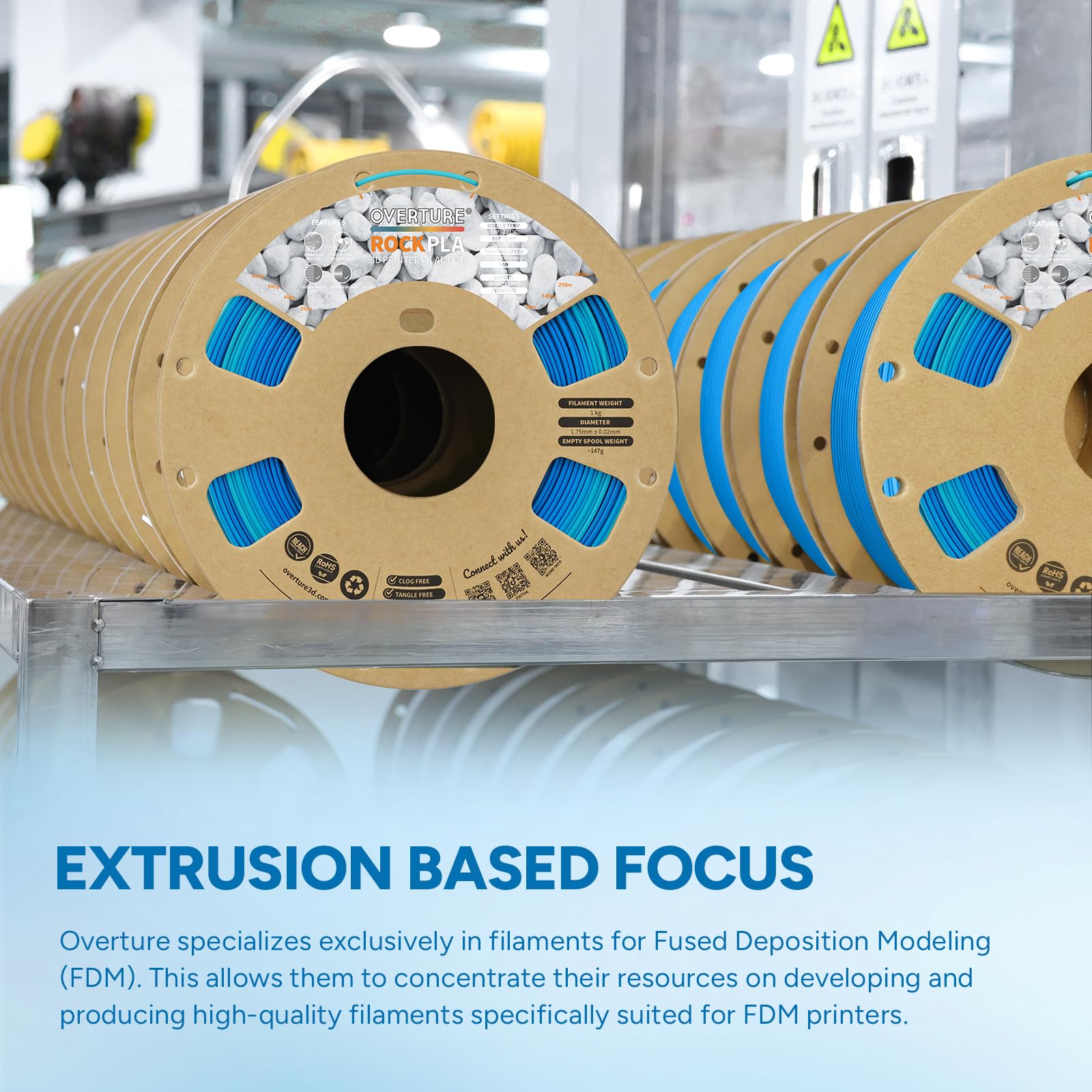 OVERTURE Rock PLA Filament 1.75mm, Marble PLA 3D Printer Filament 1kg Spool (2.2lbs), Dimensional Accuracy +/- 0.02 mm, Fit Most FDM Printer (Barrier Reef)