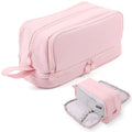 Large Capacity Pencil Case 4 Compartments, Pencil Case with Zipper Portable Handle, Aesthetic Pencil Case Stationery Organizer for Office College School Teen Girl Boy Men Women (Pink)