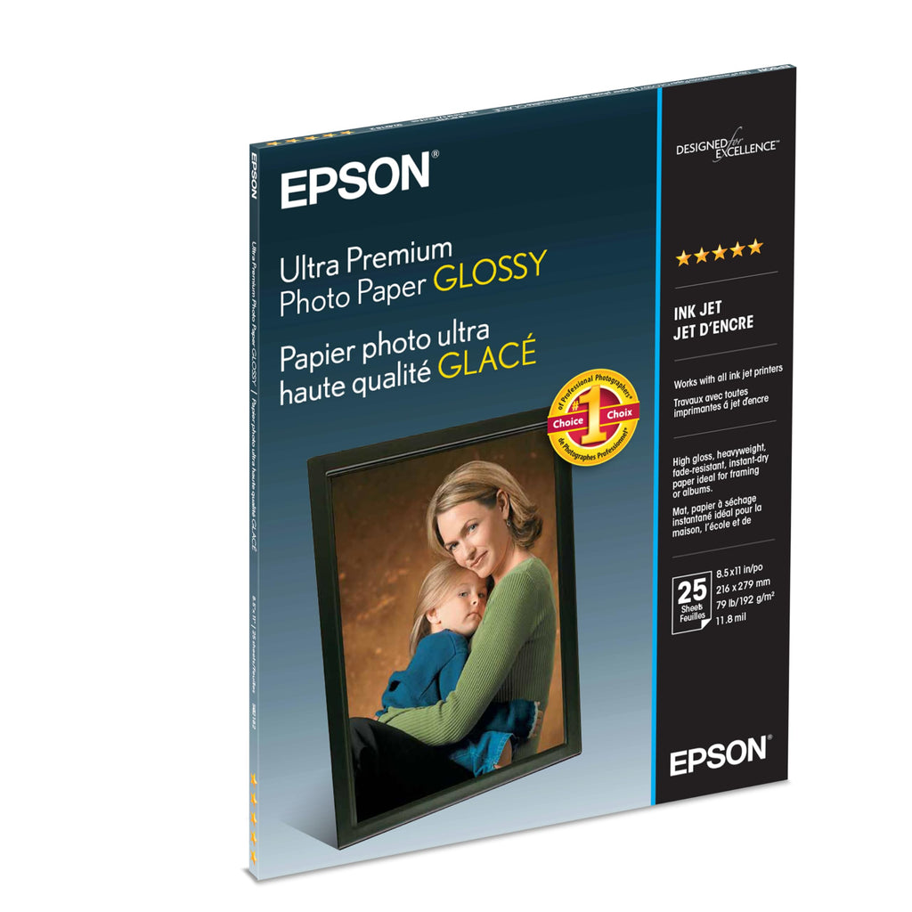 Epson Ultra Premium Photo Paper Glossy (8.5x11 Inches, 25 Sheets) (S042182)