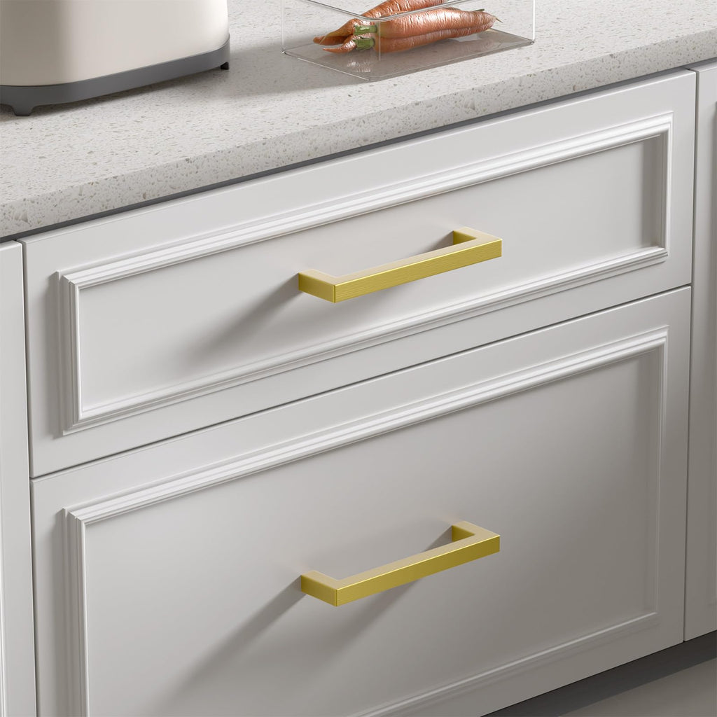 goldenwarm Pack of 5 Cabinet Pulls Gold Drawer Pulls - Cabinet Handles 3.75 inch Gold Drawer Handles Brushed Gold Cabinet Handles Kitchen Drawer Pulls
