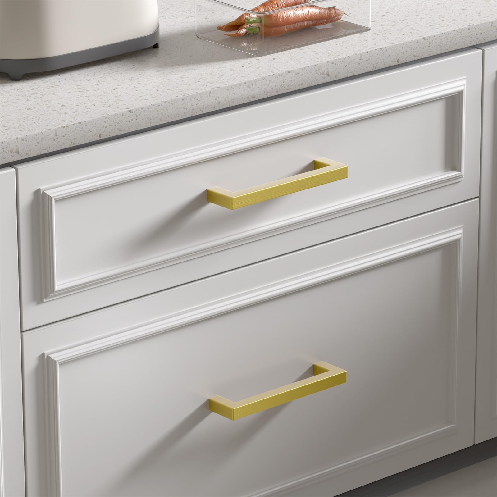 goldenwarm Pack of 5 Cabinet Pulls Gold Drawer Pulls - Cabinet Handles 3.75 inch Gold Drawer Handles Brushed Gold Cabinet Handles Kitchen Drawer Pulls