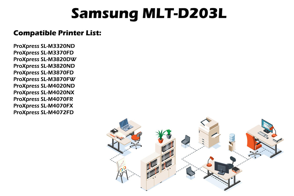 1PK Compatible Replacement for Samsug MLT-D203L 203L 203 High Yield Black Toner Cartridge for ProXpress M3370FD M3870FW M4070FR M3320ND M3820DW M4020ND Printers