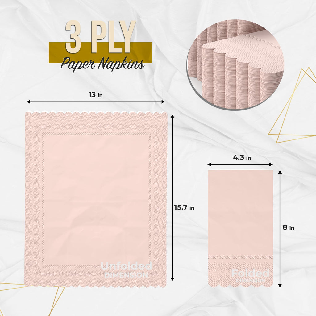 Party Solids Peach Scalloped Napkins Disposable 100 Pcs 3-Ply Peach Scalloped Dinner Napkins Disposable Decorative for Dinners & Parties, Paper Guest Towels for Bathroom & Party Supplies