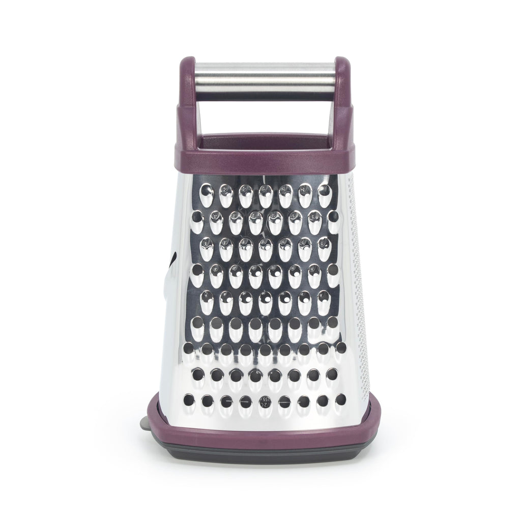 KitchenAid - Gourmet Grater, 4-Sided Stainless Steel Box Grater with Detachable Storage Container, Easy to Grate, Slice, & Shred (Beetroot)