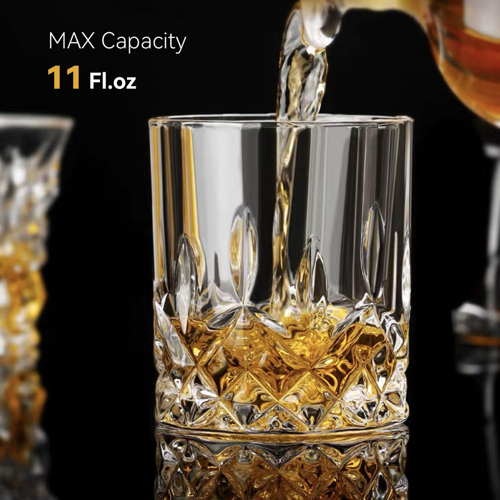 Triplorare Whiskey Glasses Set of 6, 11 OZ, Old-Fashioned, Rocks Glasses, Bar Whiskey Glasses, Glasses for Scotch